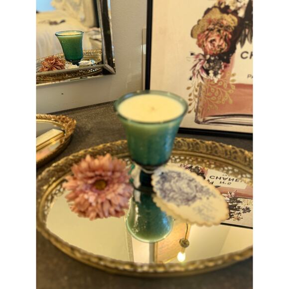 Candle in a Vintage crystal dish, Vintage Decor - Picture 4 of 4